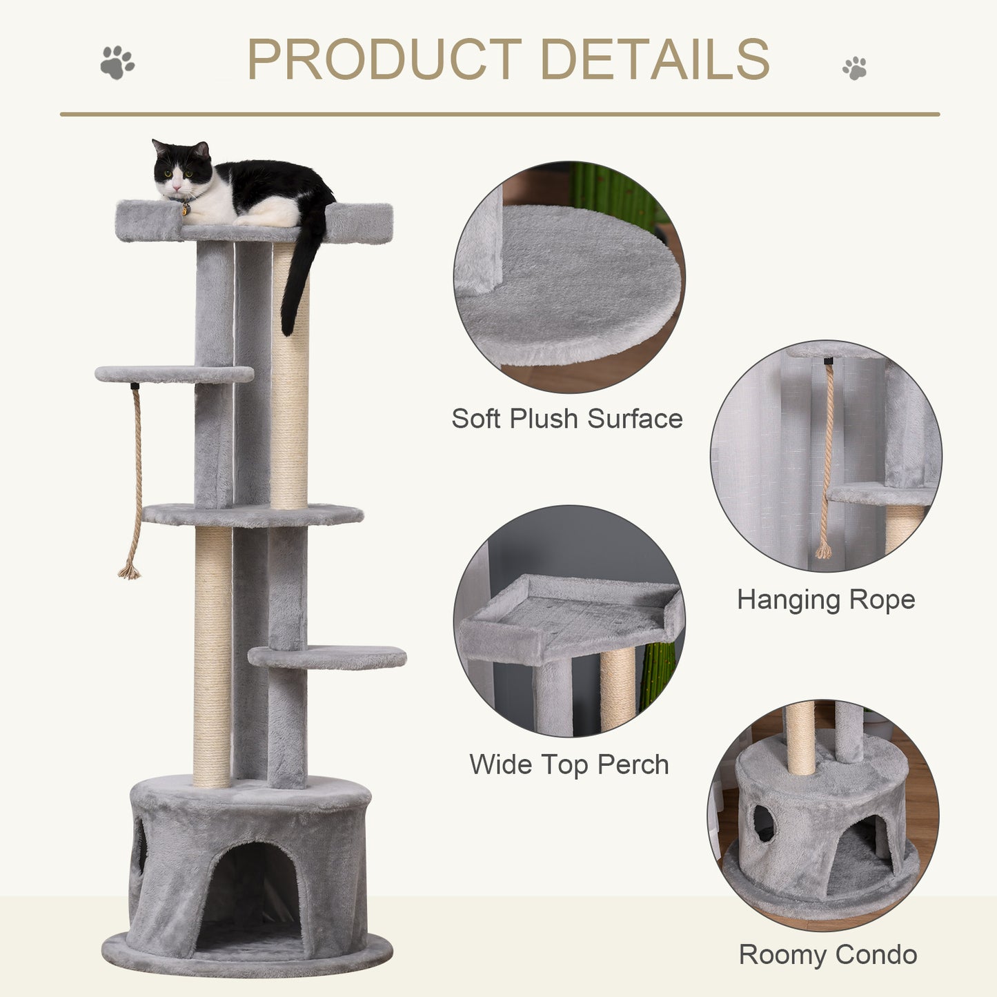 Cat Tree Multi-level Kitten Tower w/ Scratching Post Condo Plush Perches