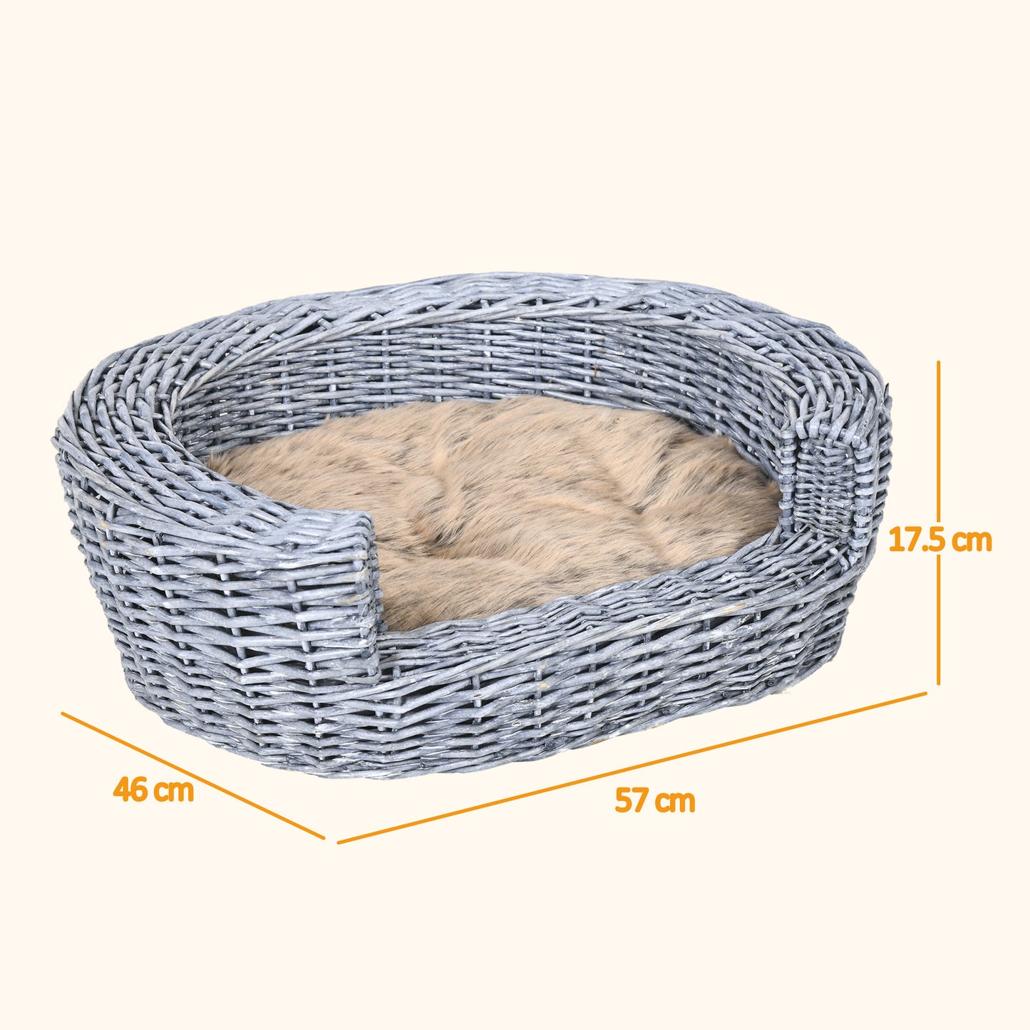 Elevated Dog Cat Couch Pet Basket Sofa Bed Wicker Willow Rattan Cushion Pawhut