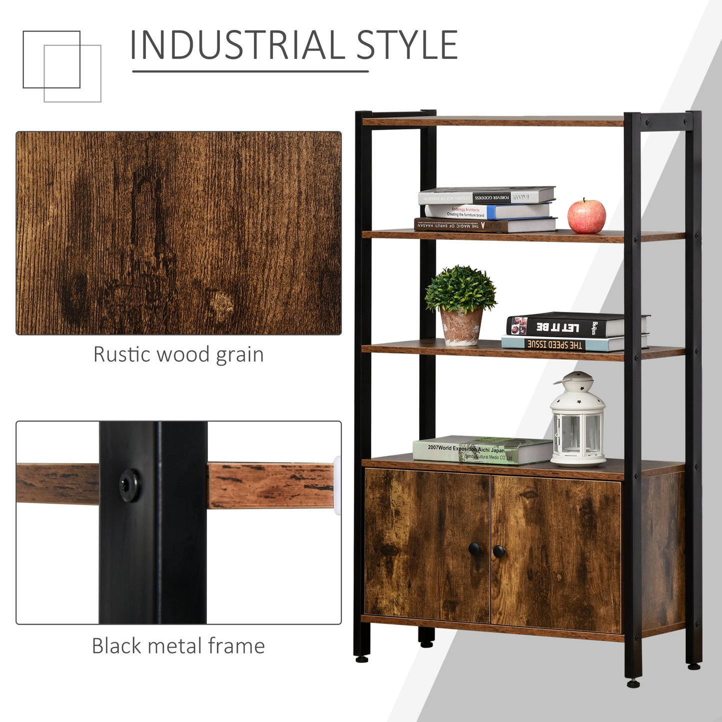 Multifunctional Bookshelf Storage Cabinet Bookcase  Shelves & Cupboard