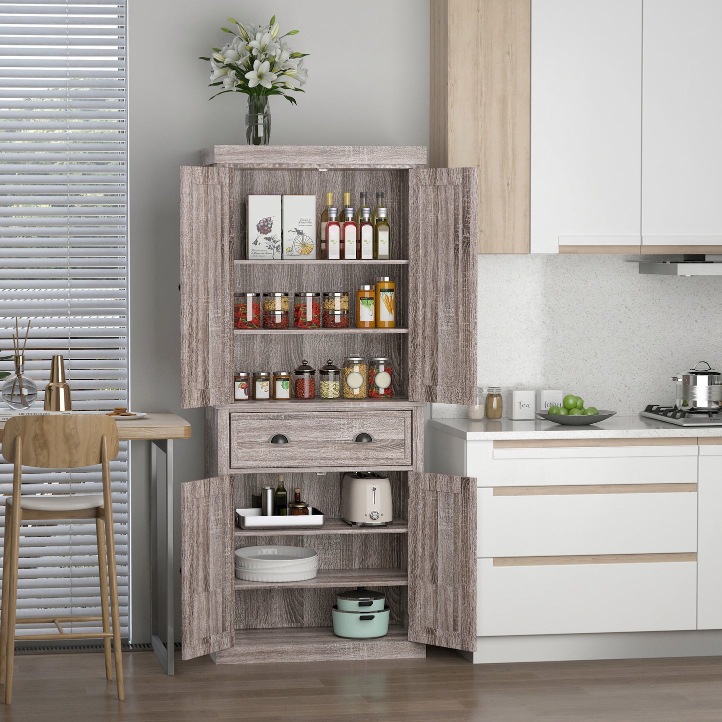 Freestanding Pantry Cupboard Storage Cabinet Home Organizer Furniture