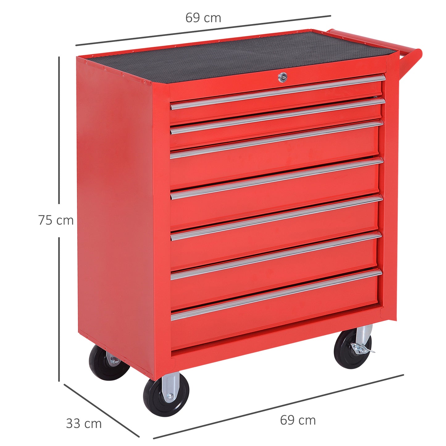 Roller Tool Cabinet Storage Chest Box Garage Workshop 7 Drawers Red Durhand