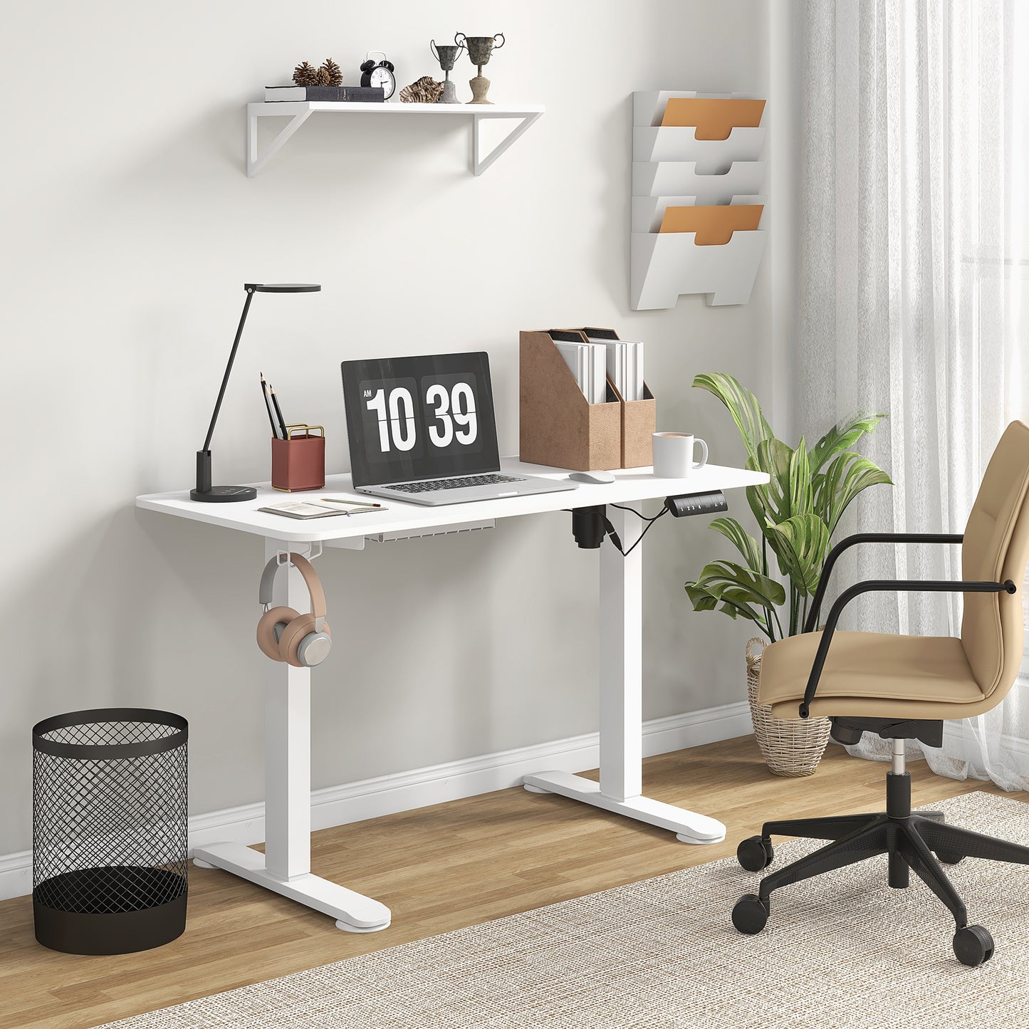 Vinsetto Adjustable Desk, Electric Standing Desk for Home Office, White