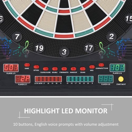 Electronic Dartboard with LED Digital Score Board 27Games Storage Cabinet