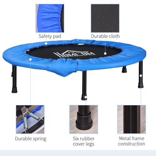 Foldable Mini Fitness Trampoline Exercise Rebounder Jumper, Blue HOMCOM