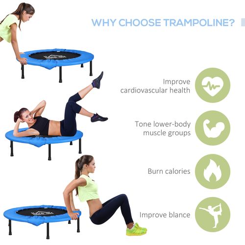 Foldable Mini Fitness Trampoline Exercise Rebounder Jumper, Blue HOMCOM