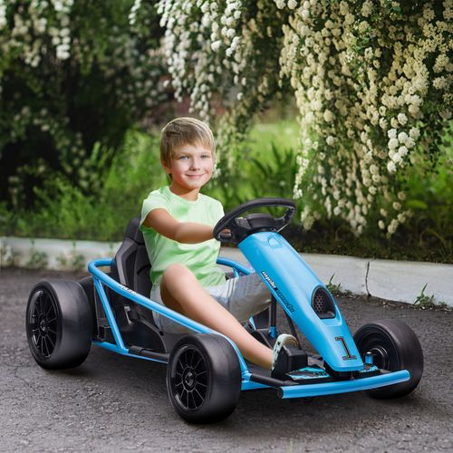 HOMCOM 24V Electric Go Kart for Kids with Music, Horn Honking, Slow Start