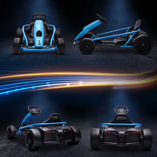 HOMCOM 24V Electric Go Kart for Kids with Music, Horn Honking, Slow Start