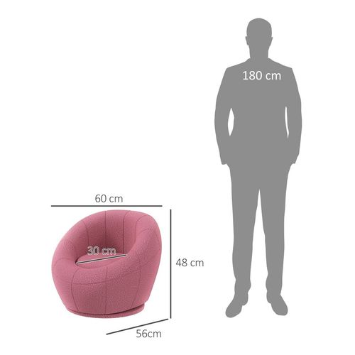 HOMCOM Modern Round Boucle Armchair Accent Chair for Living Room Bedroom Pink