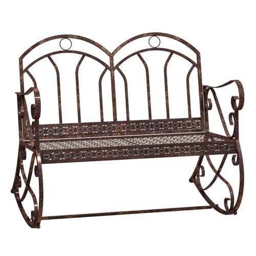 Rocking Chair Swing Bench Loveseat Metal Bronze Garden Outdoor