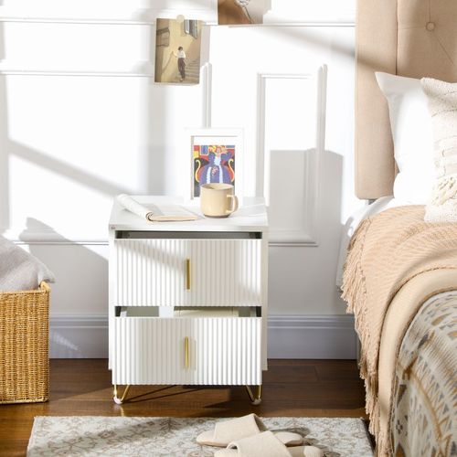 Nightstand with 2 Drawers, Side End Table for Living Room, Bedroom