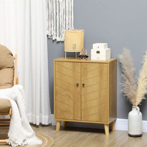 Storage Cabinet for Living Room Sideboard with Chevron Doors Natural