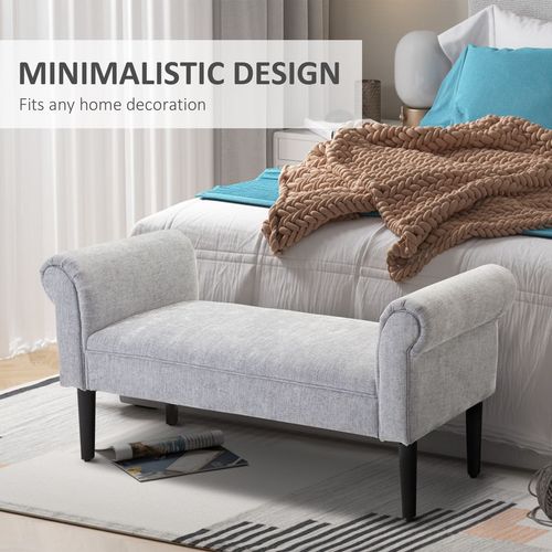 Modern Rolled Arm Bench Bed End Ottoman Sofa Seat Footrest Bedroom Entryway