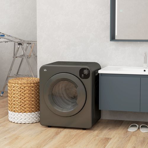 HOMCOM 6kg Vented Tumble Dryer with 7 Dry Programmers for Small Spaces Grey