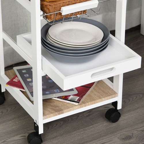 MDF Wood 5-Tier Kitchen Storage Trolley White