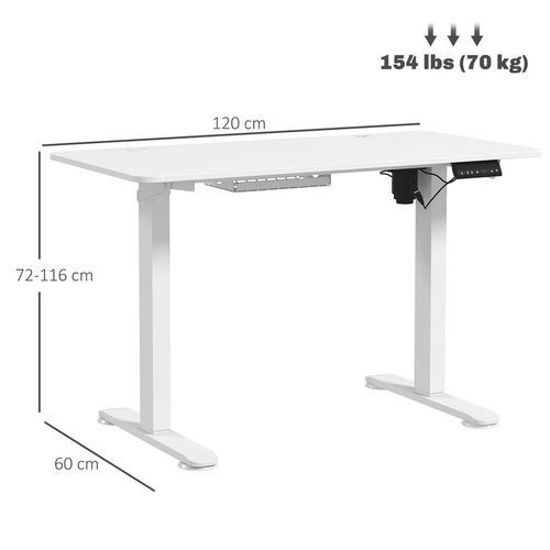 Vinsetto Adjustable Desk, Electric Standing Desk for Home Office, White