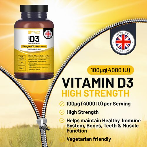 Prowise Vitamin D3 Vegetarian Tablets Immune Support Calcium Boost Bone Muscle