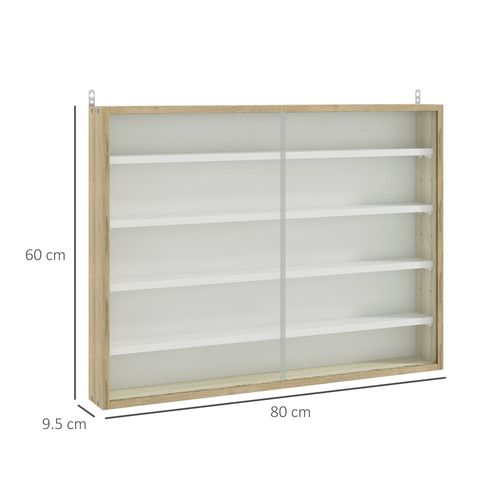 HOMCOM 5-Tier Wall Display Shelf Unit Cabinet w/ Shelves Glass Doors Natural