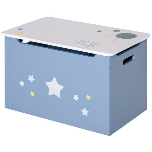 Kids Wooden Toy Box Children Storage Chest Organiser Side Handle Blue HOMCOM