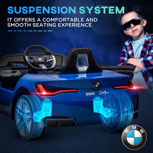 HOMCOM BMW i4 Licensed 12V Kids Electric Ride-On Car with Remote Control - Blue