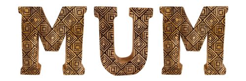 Hand Carved Wooden Geometric Letters Mum