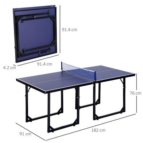 Tennis Table Ping Pong Foldable with Net Game Steel 183cm Indoor, Blue HOMCOM