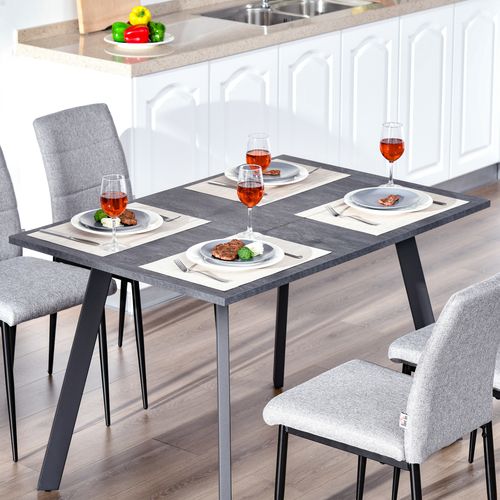 Modern Rectangular Dining Table with Metal Legs Indoor, Dark Grey