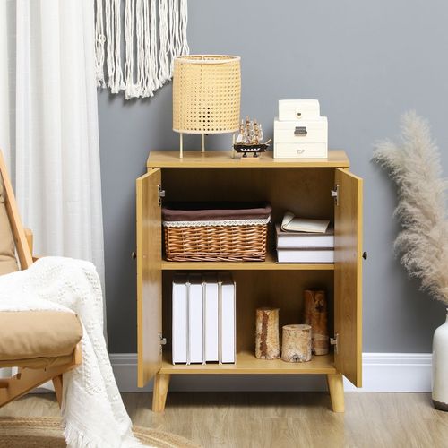 Storage Cabinet for Living Room Sideboard with Chevron Doors Natural