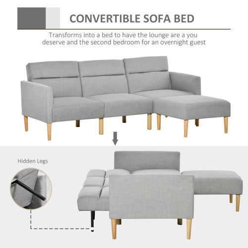 Upholstered Sofa bed Reversible Sectional Sofa Set Sleeper with Footstool