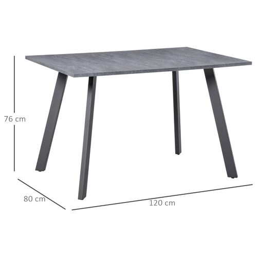 Modern Rectangular Dining Table with Metal Legs Indoor, Dark Grey