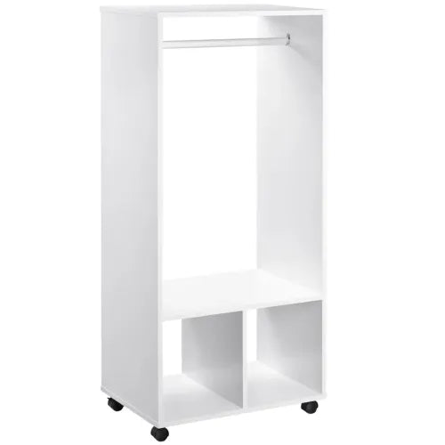 Open Wardrobe Clothes Rail Bedroom Clothes Storage w/ Hanging Rod Shelves White