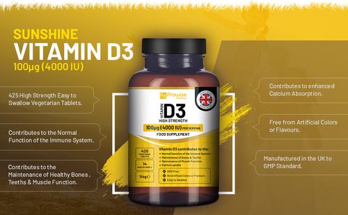 Prowise Vitamin D3 Vegetarian Tablets Immune Support Calcium Boost Bone Muscle