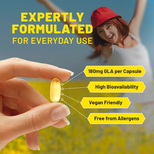 Vegan Evening Primrose Oil 2000mg with Vitamin E & B6 ? 60 Vegan Softgels| Pure Cold Pressed I 180mg GLA per Capsule I Women's Health I Premium Quality I by Prowise Healthcare