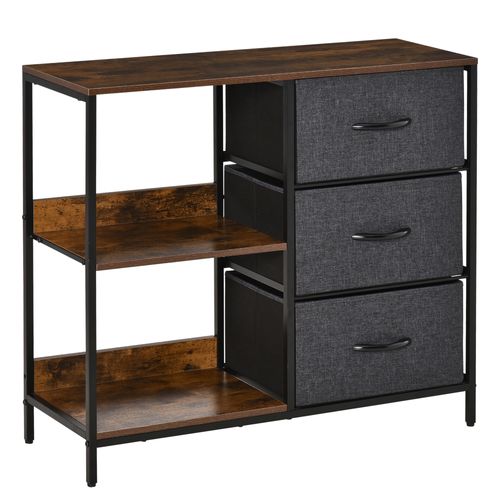 HOMCOM Chest Dresser with 3 Drawers Storage Cabinet Organizer, Black