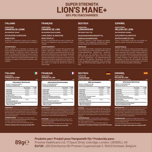 Lions Mane Mushroom Supplement 4000mg with Vitamin B1, B6, B12 & Black Pepper