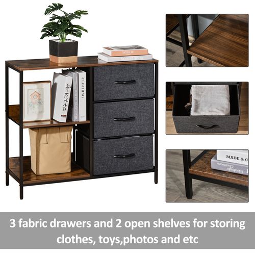 HOMCOM Chest Dresser with 3 Drawers Storage Cabinet Organizer, Black