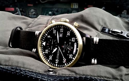 Strond DC-3 MKll aviation Swiss movement black & bronze