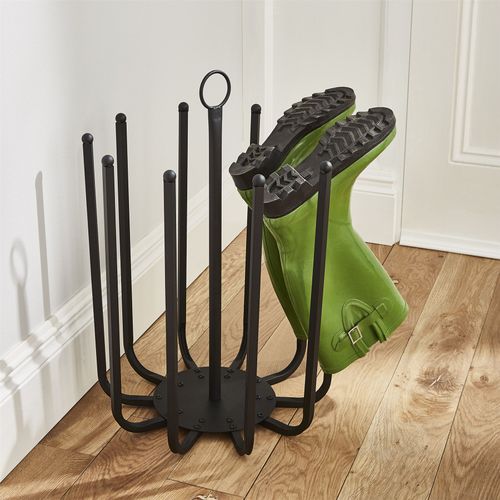 5 Pair Black Round Boot Shoe Rack Welly Holder Stand Storage Organizer