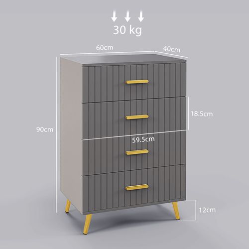 HOMCOM Bedroom Chest of Drawers, 4-Drawer Dresser with Aluminium Legs