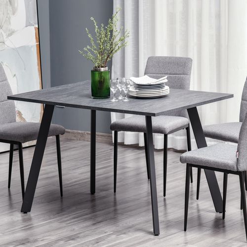 Modern Rectangular Dining Table with Metal Legs Indoor, Dark Grey