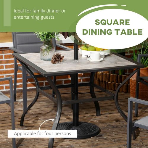 Garden Table with Parasol Hole w/ PC Board Tabletop for 4 Persons