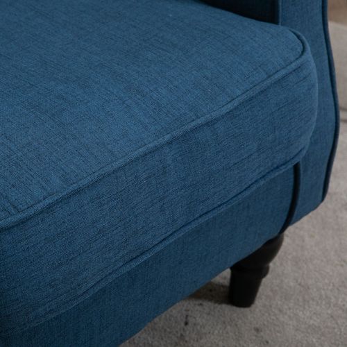 HOMCOM Accent Armchair Home Furniture Retro Tufted Club Wood Fabric Blue