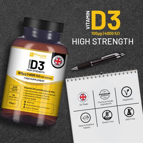 Prowise Vitamin D3 Vegetarian Tablets Immune Support Calcium Boost Bone Muscle