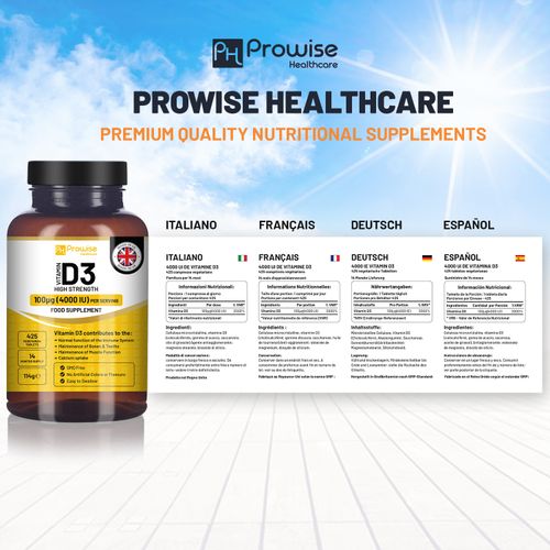 Prowise Vitamin D3 Vegetarian Tablets Immune Support Calcium Boost Bone Muscle