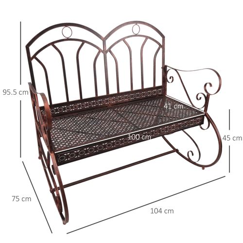 Rocking Chair Swing Bench Loveseat Metal Bronze Garden Outdoor