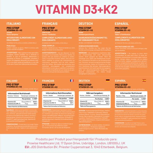 PROSTRIP®️ Vitamin D3 + K2 – 30 Oral Vegan Strips