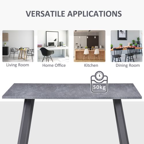 Modern Rectangular Dining Table with Metal Legs Indoor, Dark Grey