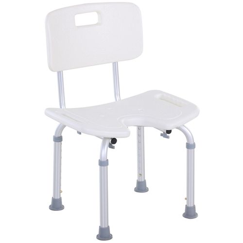 HOMCOM Adjustable Aluminum Shower Bath Stool Spa Chair Non-Slip Feet, Handle