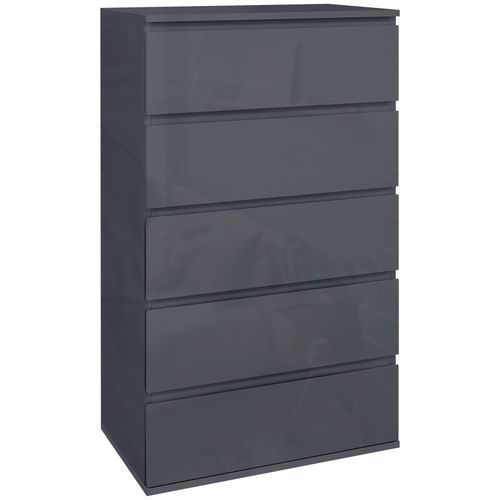 HOMCOM Bedroom Chest of Drawers, High Gloss 5 Drawers Dresser, Drawer Unit