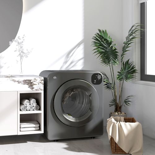 HOMCOM 6kg Vented Tumble Dryer with 7 Dry Programmers for Small Spaces Grey